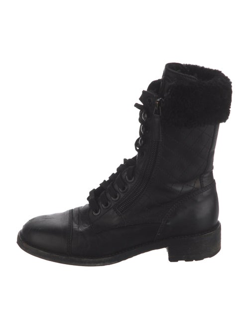 Chanel Interlocking CC Logo Calfskin Combat Boots