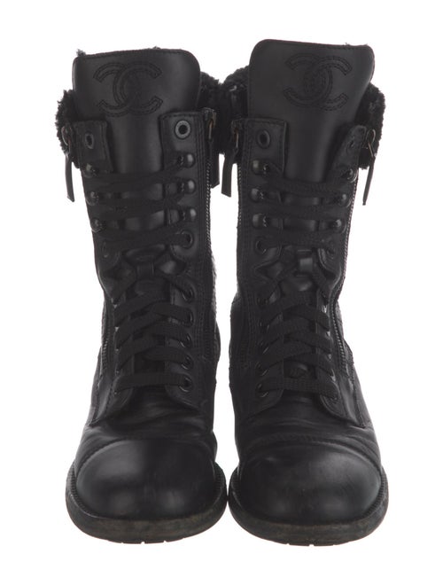 Chanel Interlocking CC Logo Calfskin Combat Boots