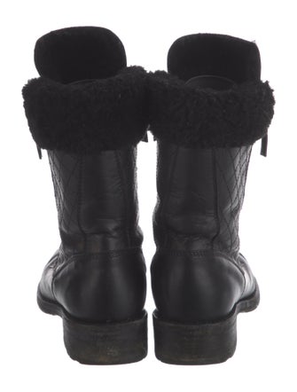 Chanel Interlocking CC Logo Calfskin Combat Boots