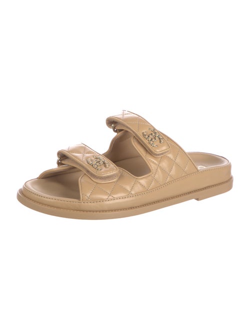 Chanel Interlocking CC Logo Leather Slides