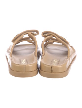 Chanel Interlocking CC Logo Leather Slides