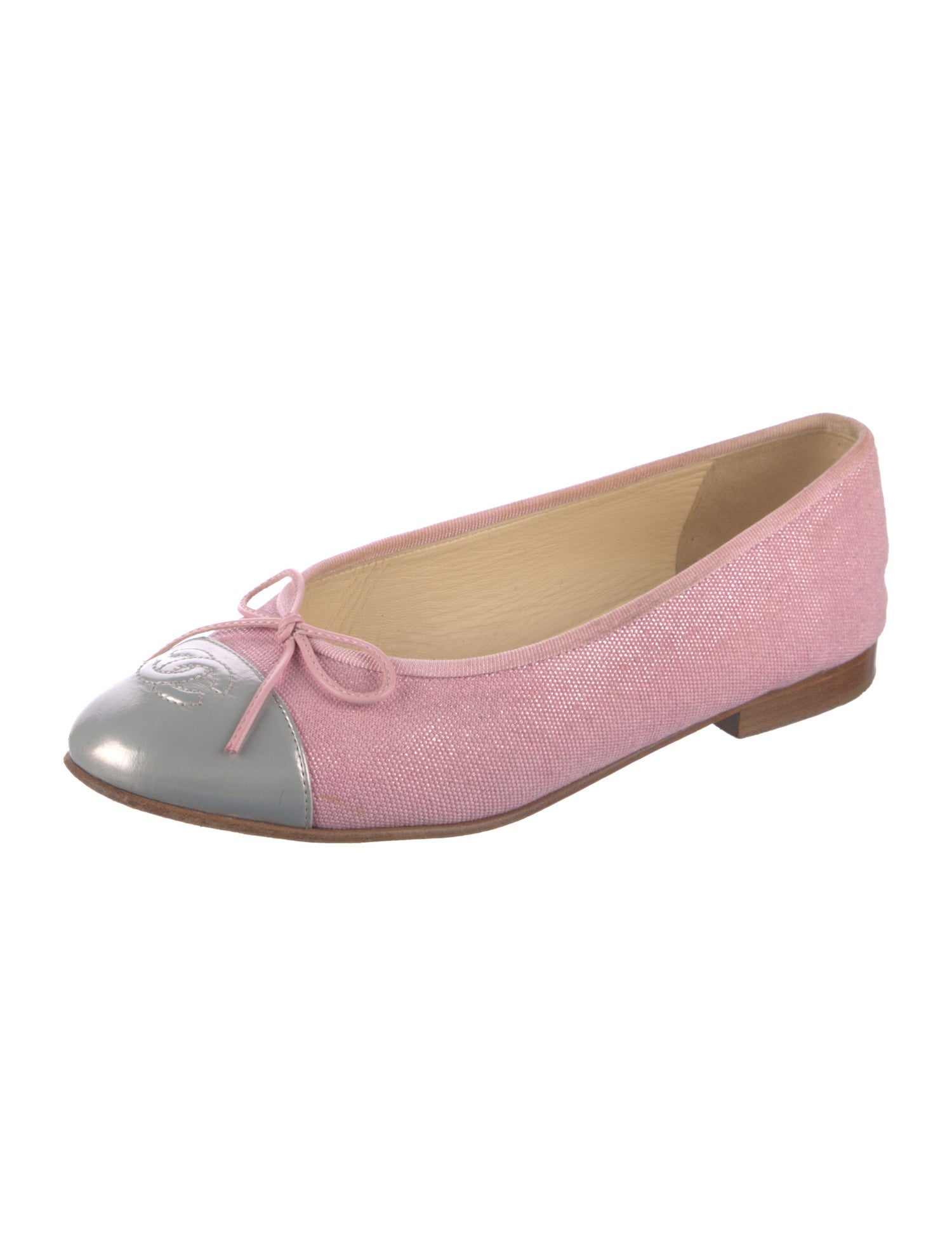Chanel Interlocking CC Logo Canvas Ballet Flats