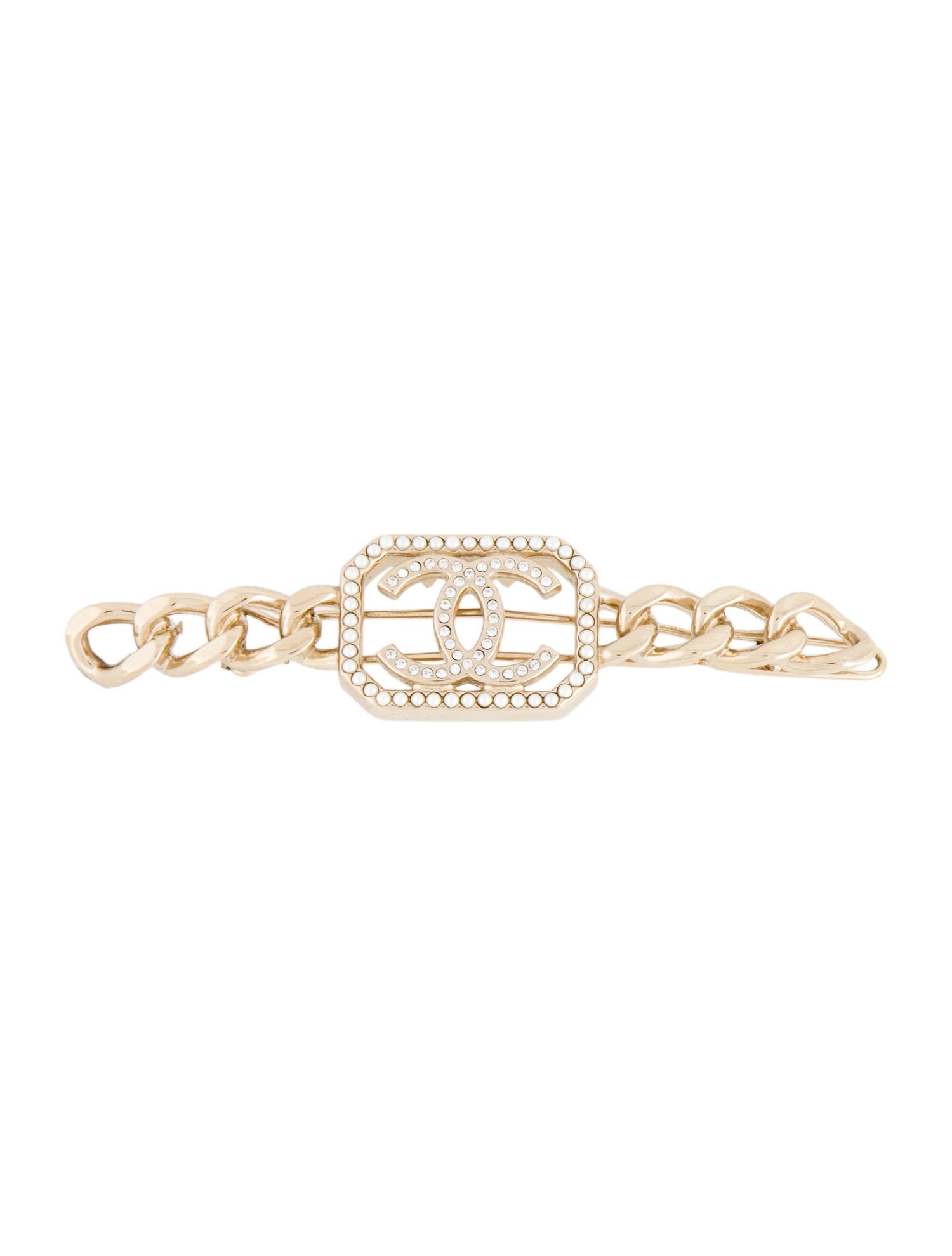 Chanel Crystal-Embellished CC Hair Barrette