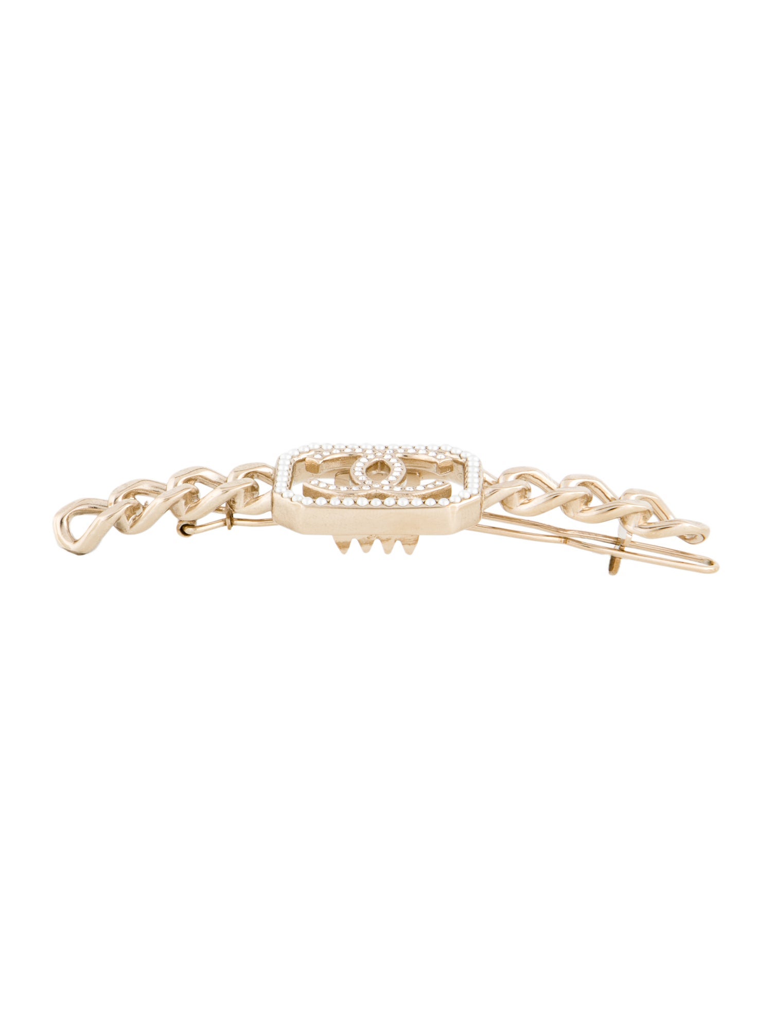 Chanel Crystal-Embellished CC Hair Barrette