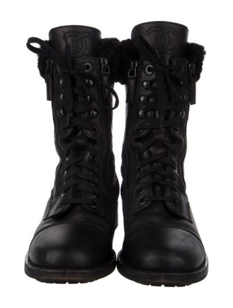 Chanel Interlocking CC Logo Leather Combat Boots