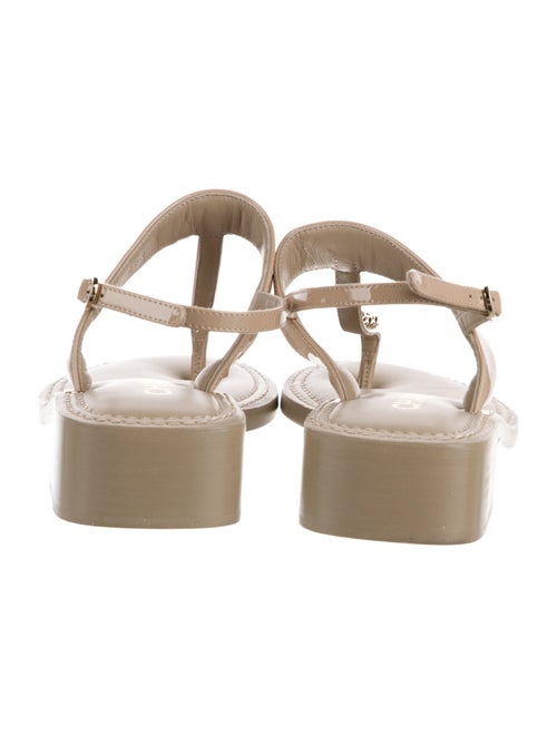 Chanel Interlocking CC Logo Patent Leather T-Strap Sandals