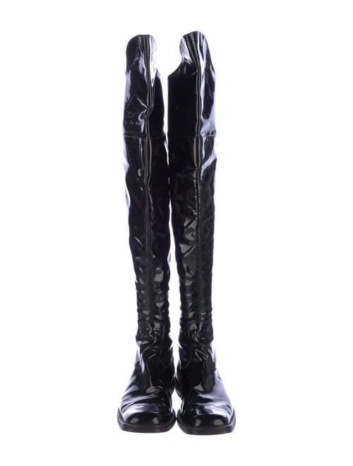 Chanel Interlocking CC Logo Patent Leather Boots