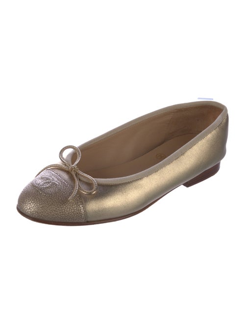 Chanel Interlocking CC Logo Leather Ballet Flats