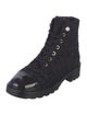 Chanel Interlocking CC Logo Tweed Combat Boots