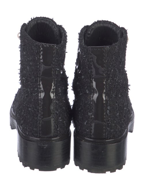 Chanel Interlocking CC Logo Tweed Combat Boots