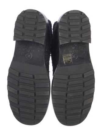 Chanel Interlocking CC Logo Tweed Combat Boots