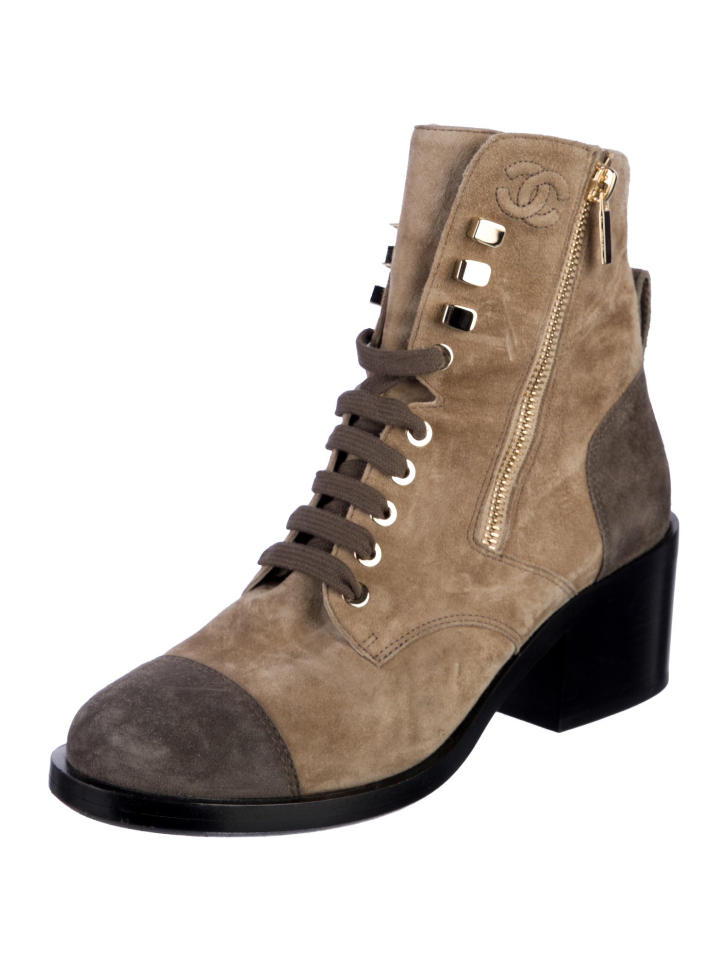 Chanel 2019 Interlocking CC Logo Combat Boots