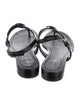 Chanel Interlocking CC Logo Leather T-Strap Sandals