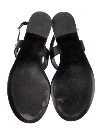 Chanel Interlocking CC Logo Leather T-Strap Sandals