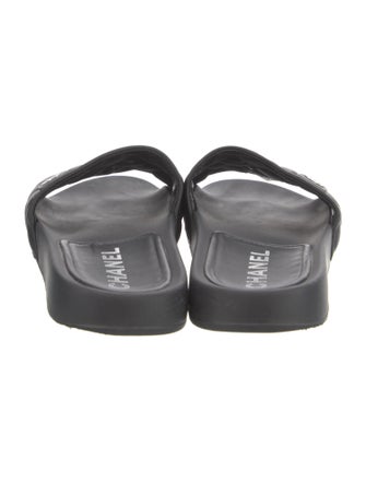 Chanel Interlocking CC Logo Leather Slides