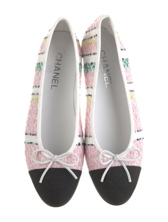 Chanel Interlocking CC Logo Tweed Ballet Flats