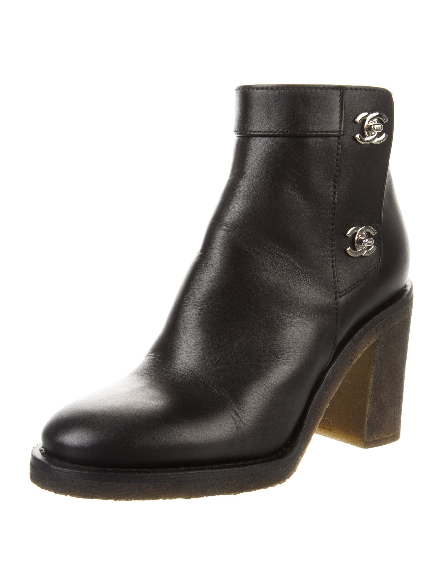 Chanel Interlocking CC Logo Leather Boots