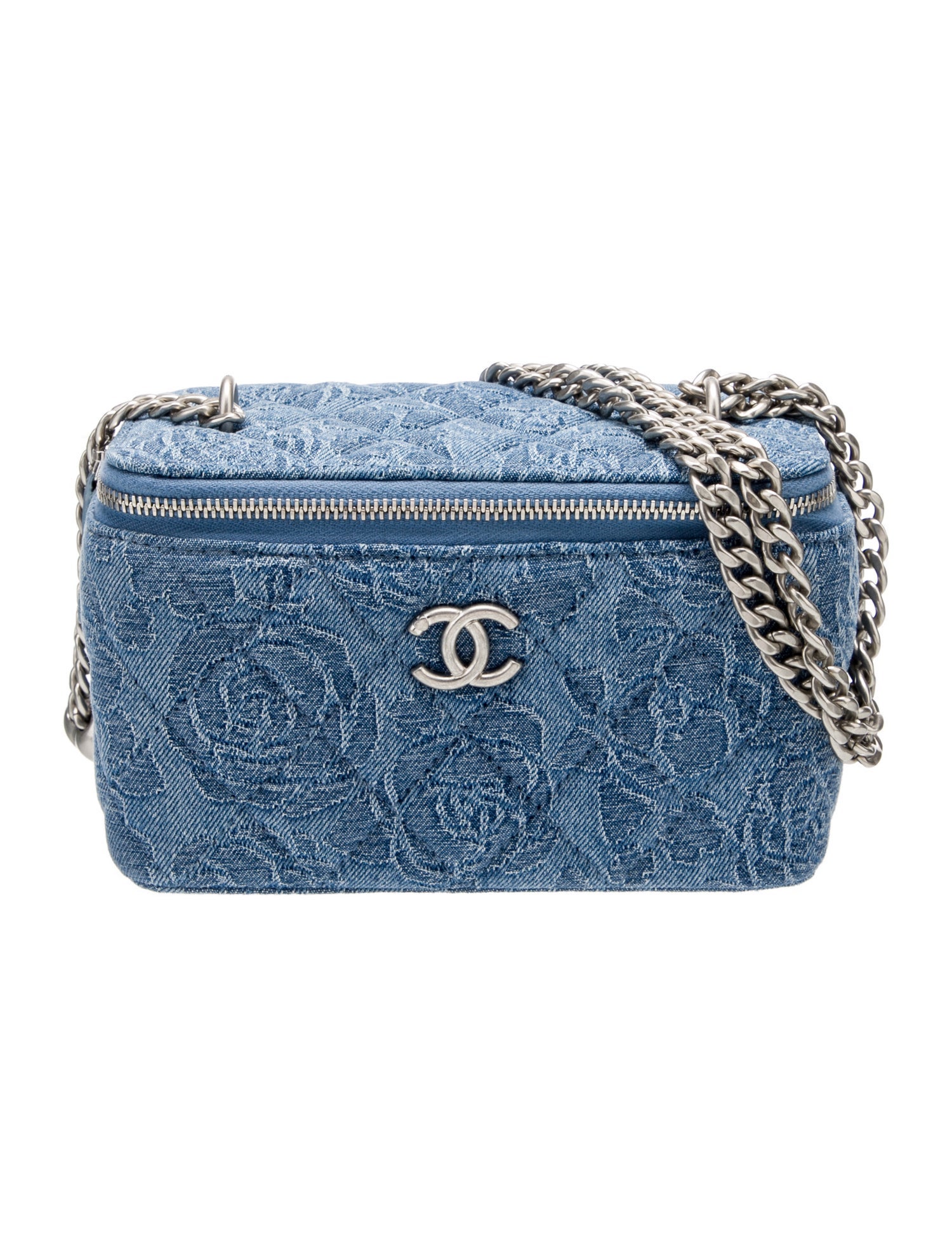 Chanel Denim Camellia Sweetheart Vanity Case w/ Tags