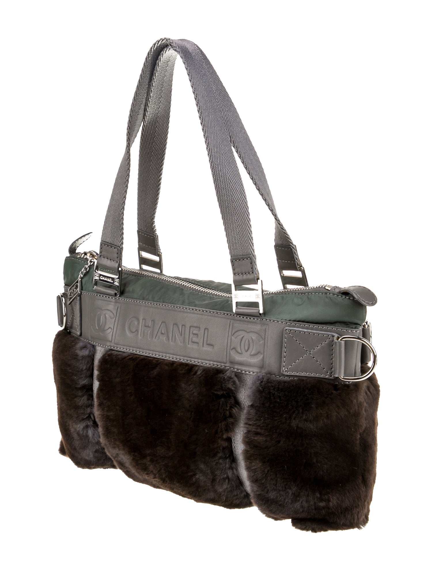 Chanel Fur-Trimmed Sport Ligne Tote