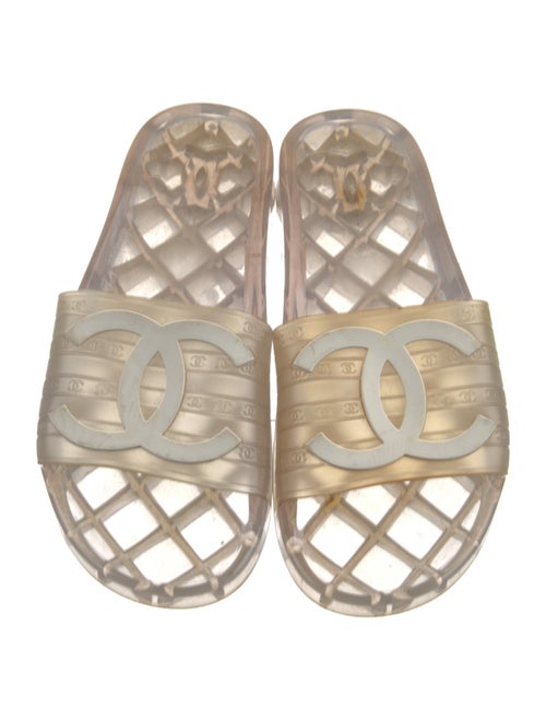 Chanel Interlocking CC Logo Rubber Slides