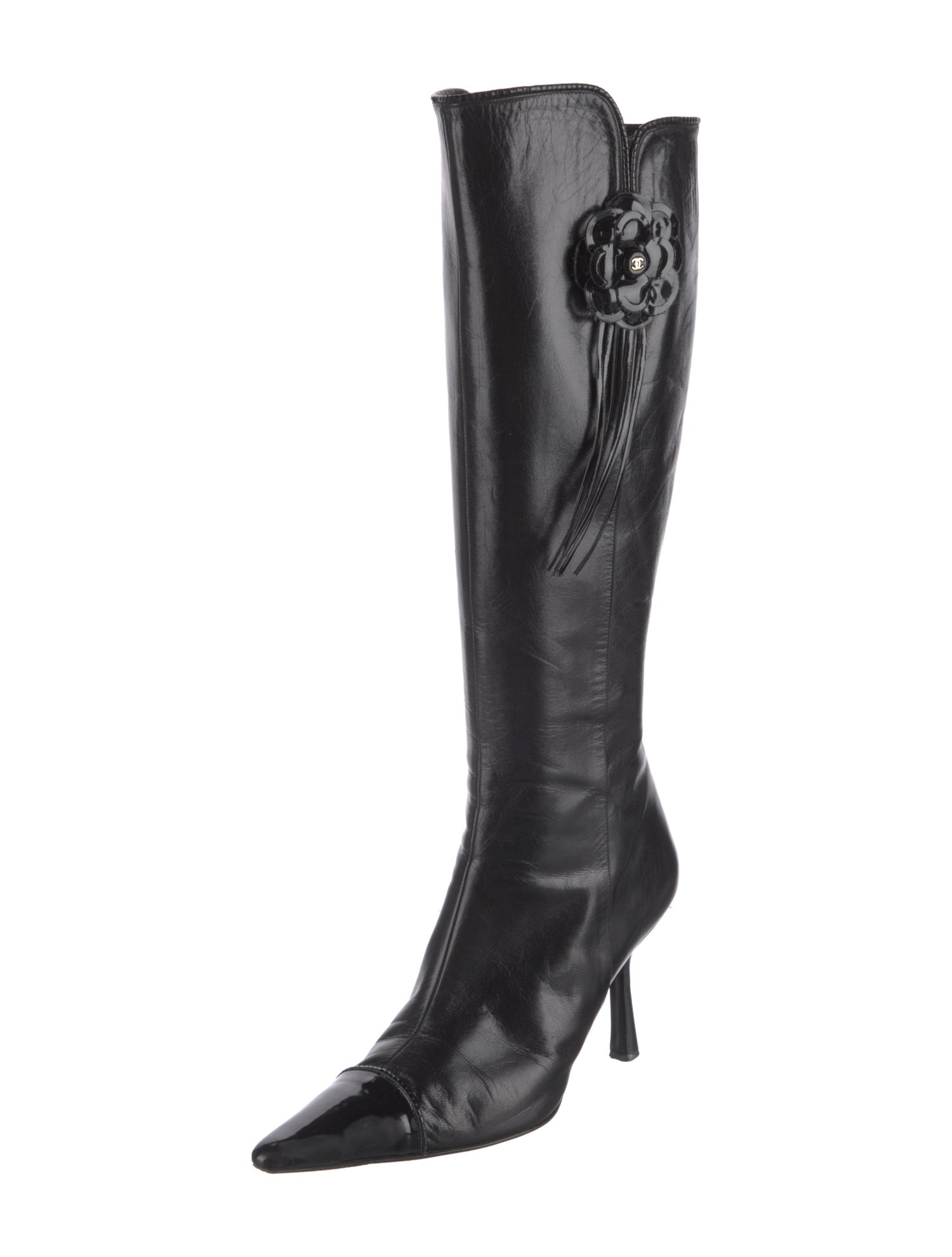 Chanel Interlocking CC Logo Leather Boots