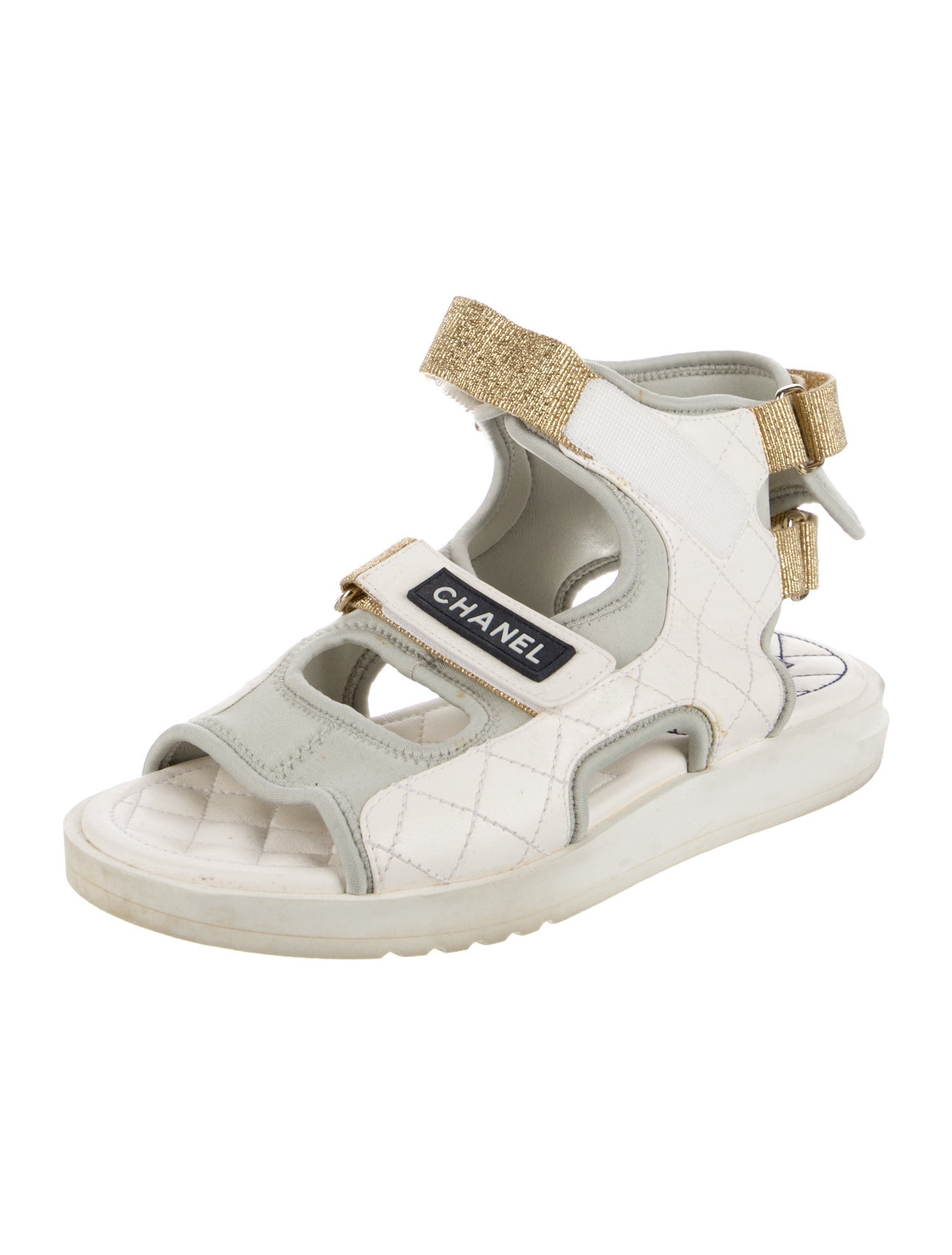 Chanel Interlocking CC Logo Leather Gladiator Sandals