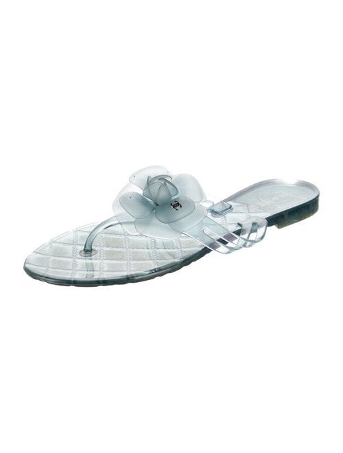 Chanel Interlocking CC Logo Rubber Slides