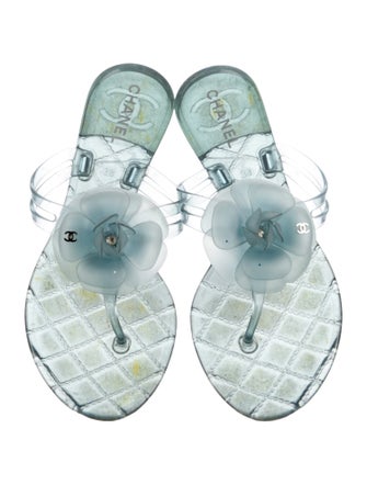 Chanel Interlocking CC Logo Rubber Slides