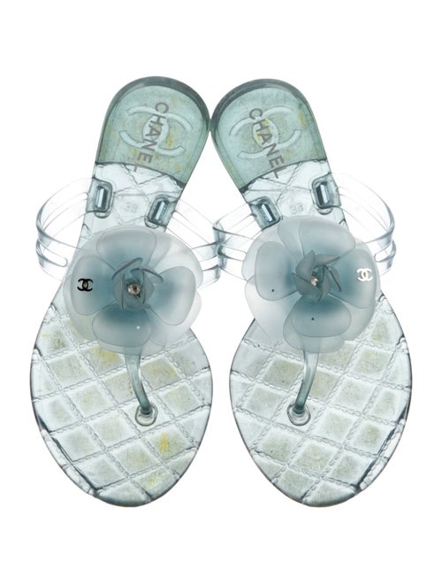 Chanel Interlocking CC Logo Rubber Slides