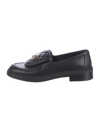 Chanel Interlocking CC Logo Leather Loafers