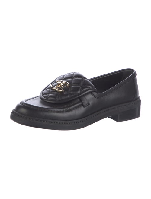 Chanel Interlocking CC Logo Leather Loafers