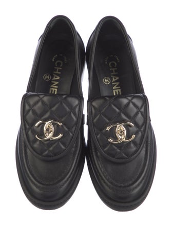 Chanel Interlocking CC Logo Leather Loafers