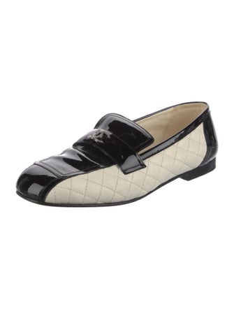 Chanel Interlocking CC Logo Patent Leather Loafers