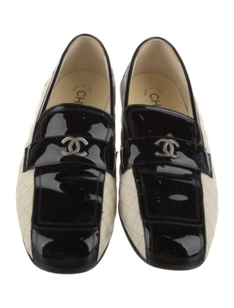 Chanel Interlocking CC Logo Patent Leather Loafers