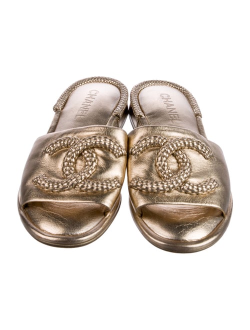 Chanel Interlocking CC Logo Lambskin Slides