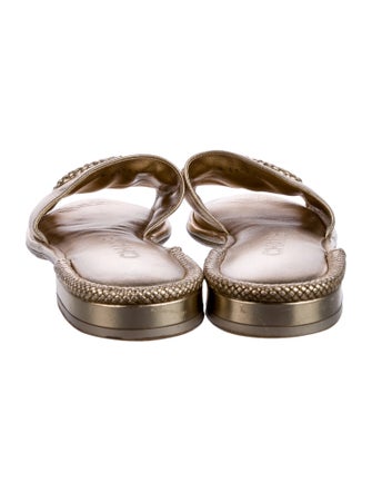 Chanel Interlocking CC Logo Lambskin Slides