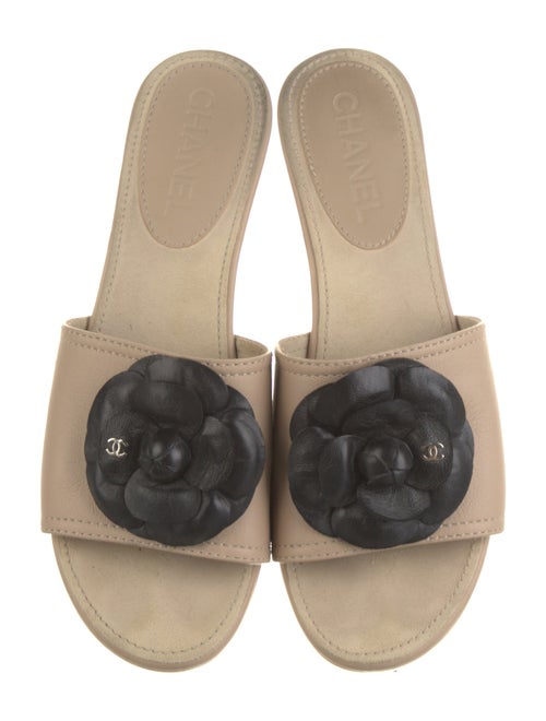 Chanel Interlocking CC Logo Leather Slides