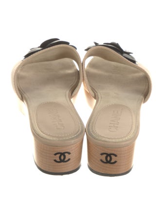 Chanel Interlocking CC Logo Leather Slides