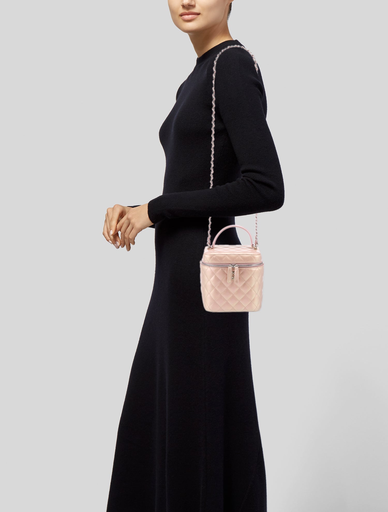 Chanel Iridescent Top Handle Vanity Case w/ Chain