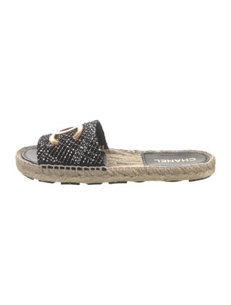 Chanel Interlocking CC Logo Tweed Espadrilles