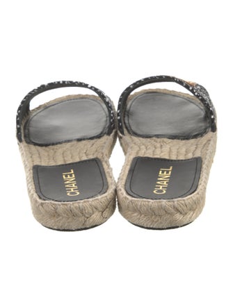 Chanel Interlocking CC Logo Tweed Espadrilles