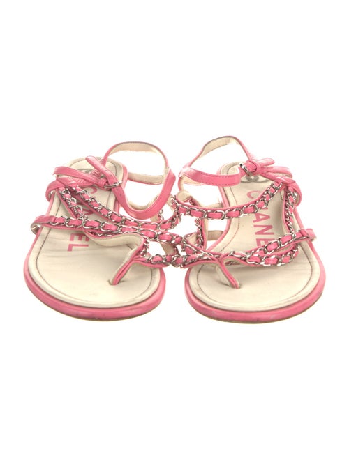 Chanel Interlocking CC Logo Leather T-Strap Sandals