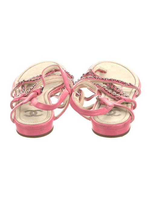 Chanel Interlocking CC Logo Leather T-Strap Sandals
