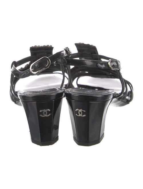 Chanel Interlocking CC Logo Patent Leather T-Strap Sandals