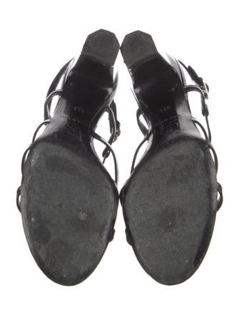 Chanel Interlocking CC Logo Patent Leather T-Strap Sandals