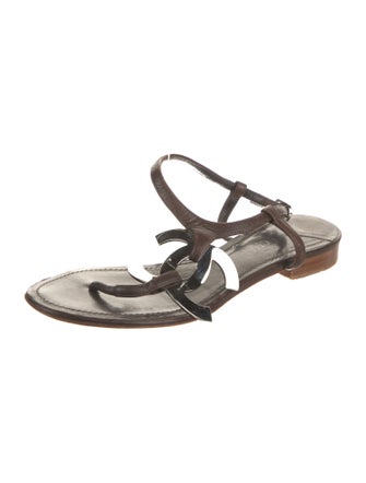 Chanel Interlocking CC Logo Leather Sandals