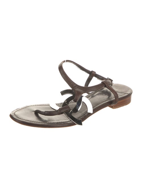 Chanel Interlocking CC Logo Leather Sandals