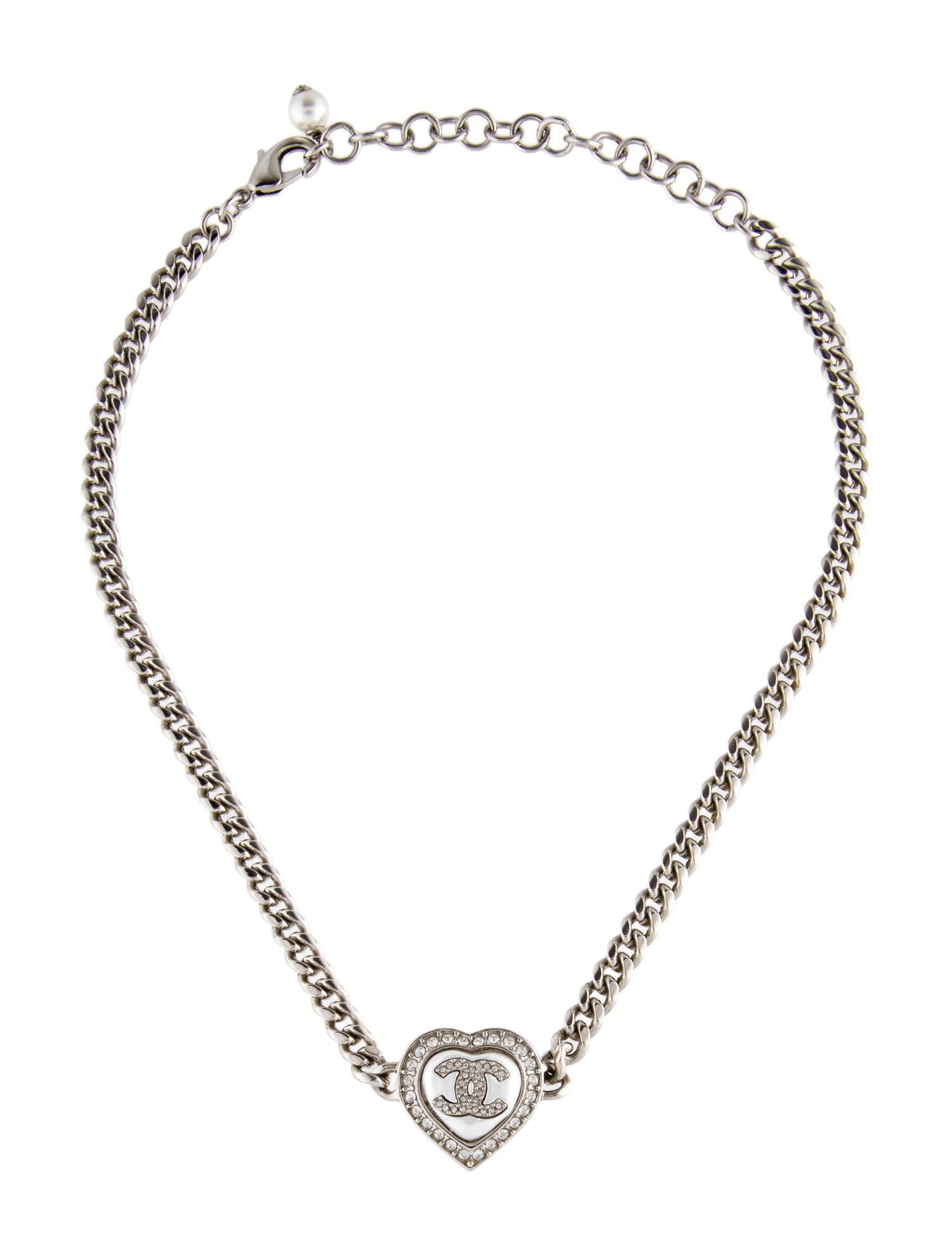 Chanel 2023 Faux Pearl & Strass CC Choker Necklace