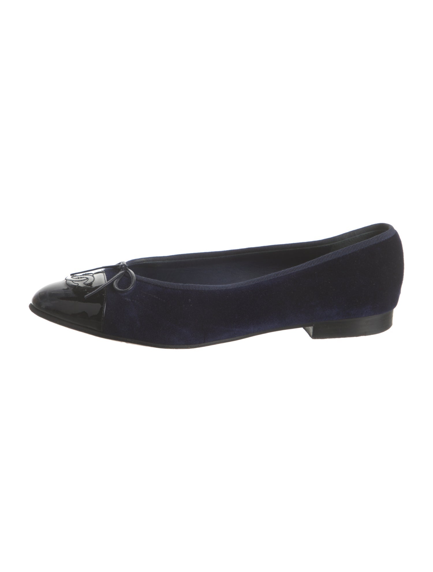 Chanel Interlocking CC Logo Velvet Flats
