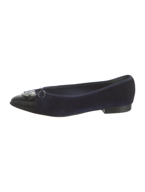 Chanel Interlocking CC Logo Velvet Flats